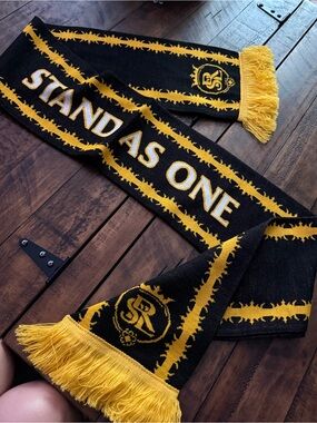 NWT MLS Soccer Real Salt Lake 2018 Stand As One Scarf - Black and Yellow